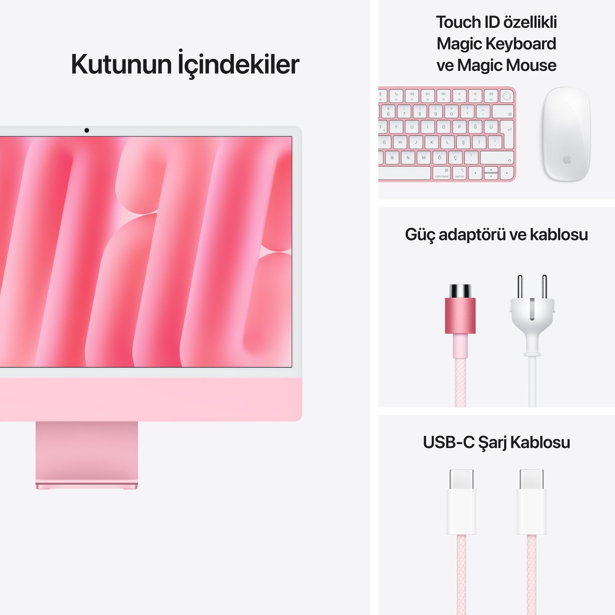 iMac 24'' Retina 4.5K Apple M4 / 10-Core CPU 10-Core GPU / 16GB / 256GB SSD / Pembe MWV43TU/A