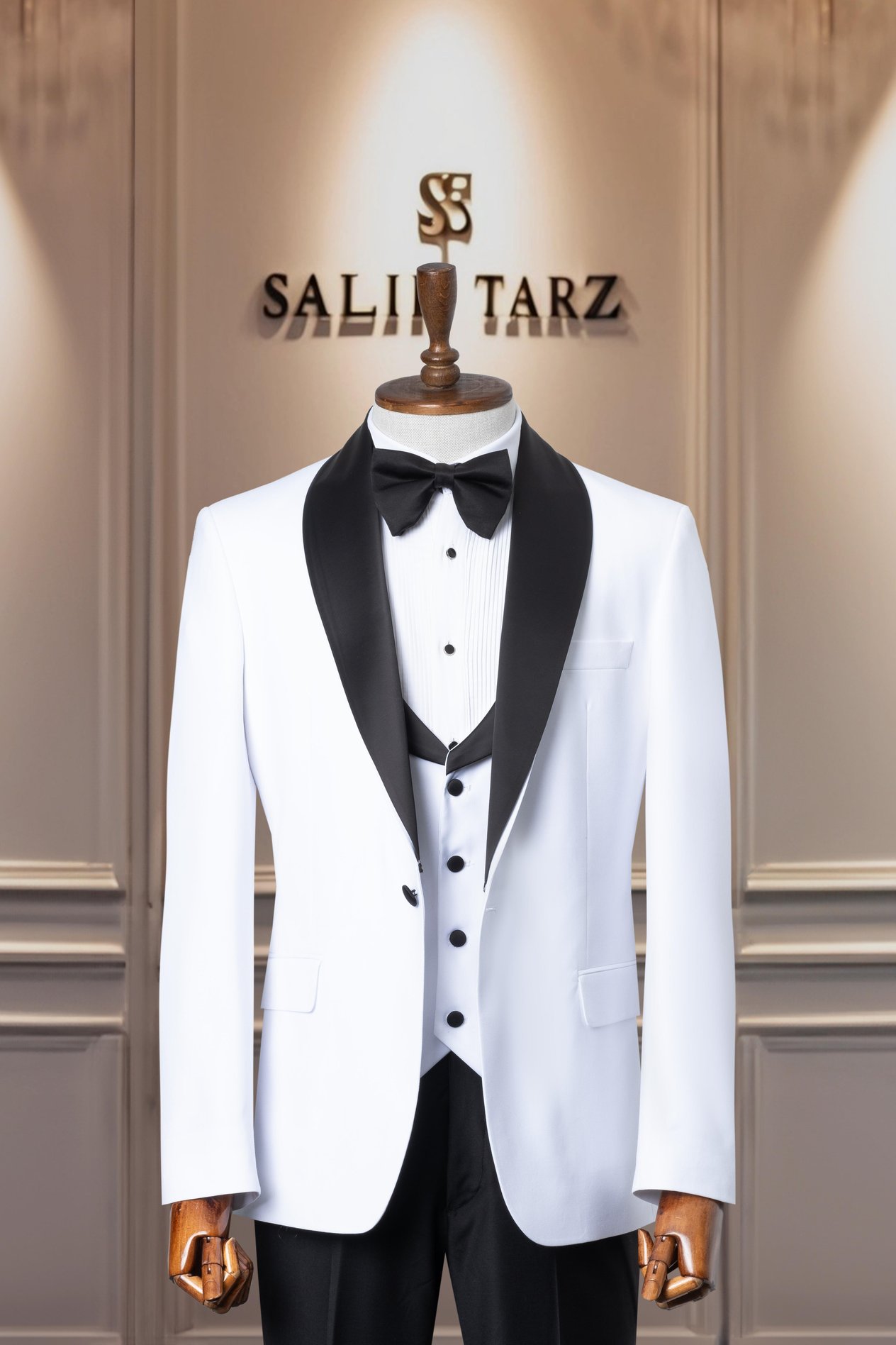 Damatlık İtalyan Kesim Slim Fit Beyaz Yelekli SD41063