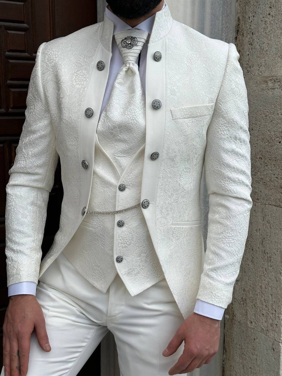 Damatlık İtalyan Kesim Slim Fit Beyaz  SD3430