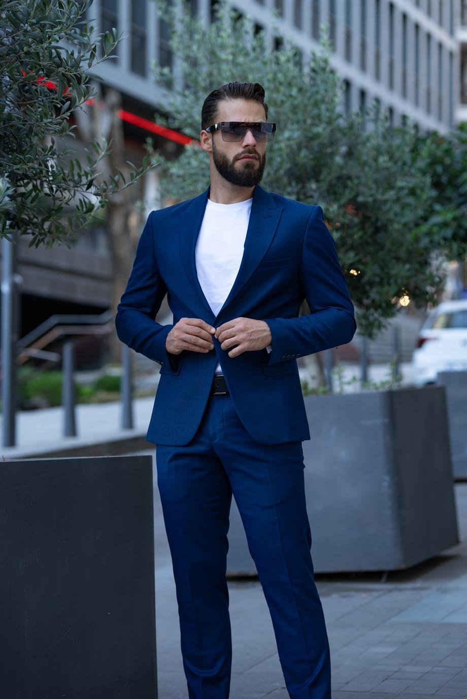 İtalyan Kesim Takım Elbise Lacivert Spor - Slım Fıt SD4982