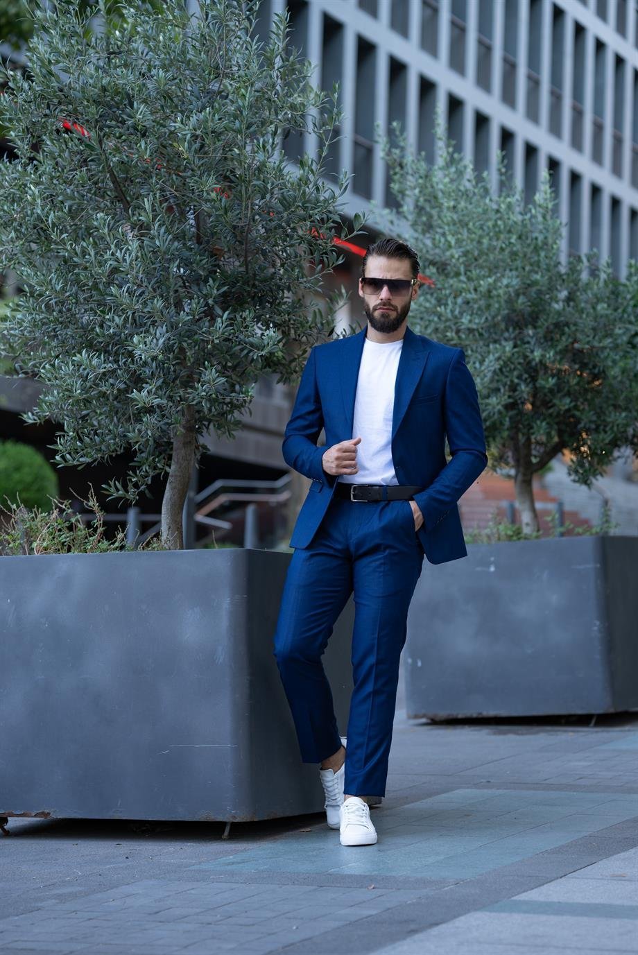 İtalyan Kesim Takım Elbise Lacivert Spor - Slım Fıt SD4982