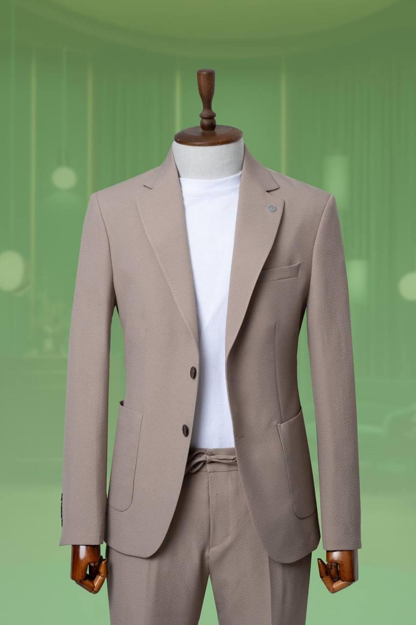 Takım Elbise Gofre İpli Bej SD41020