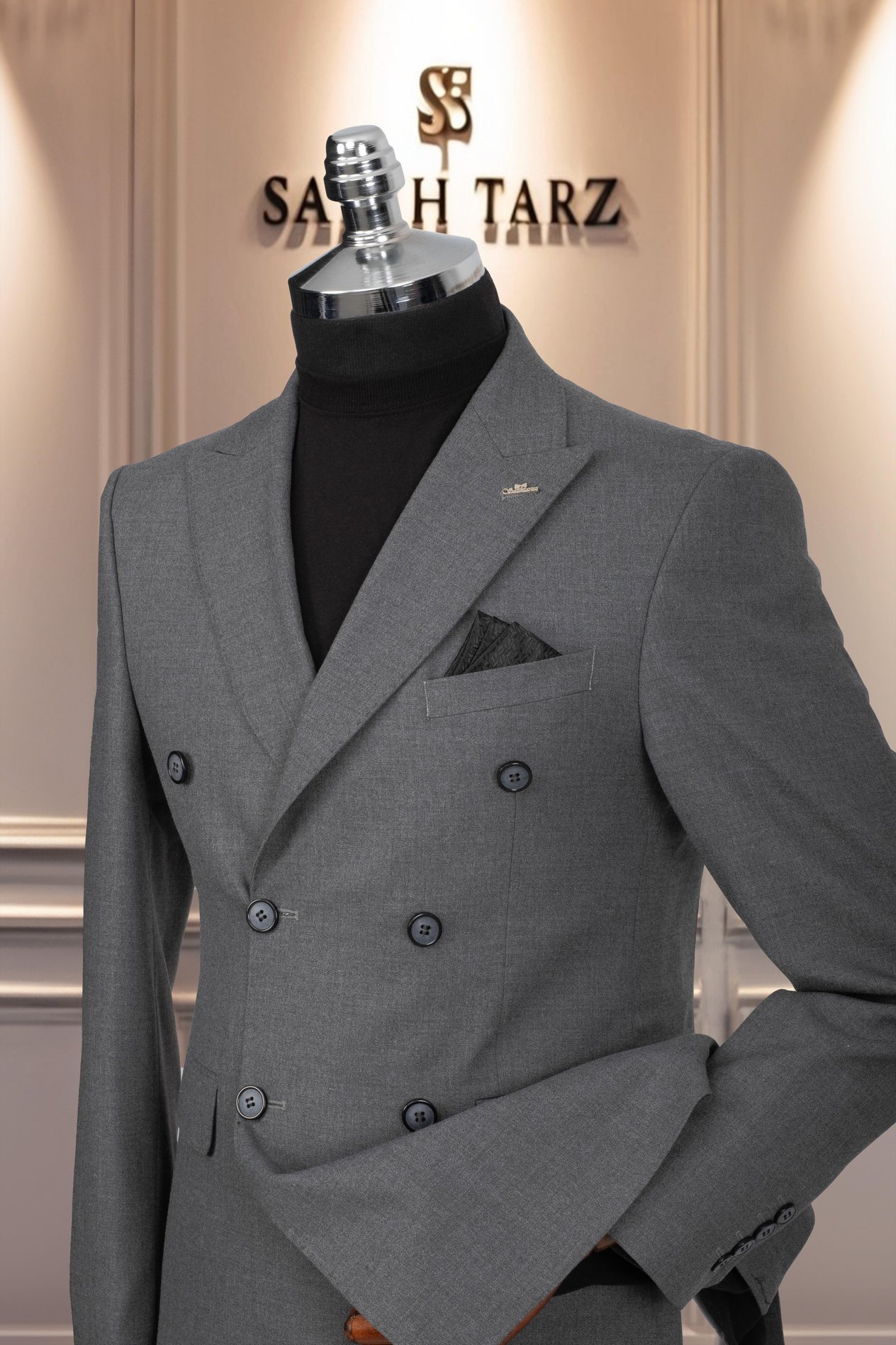 Takım Elbise Kruvaze SlimFit Gri SD42155