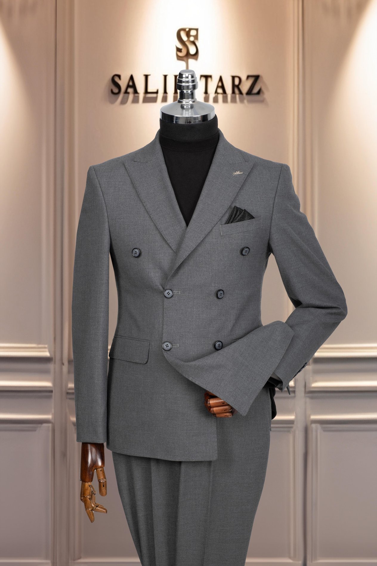 Takım Elbise Kruvaze SlimFit Gri SD42155