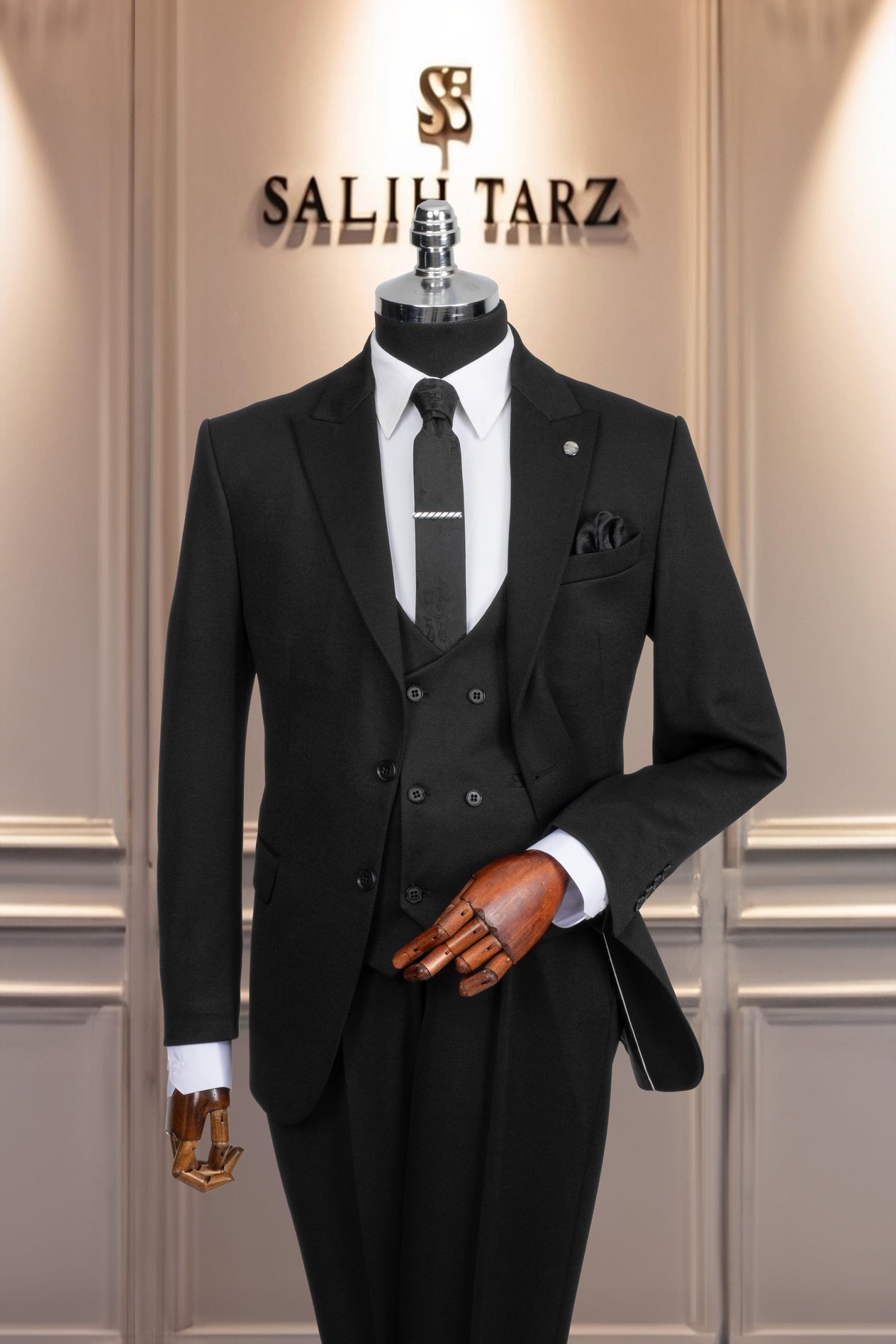 Takım Elbise Yelekli SlimFit Siyah SD42171