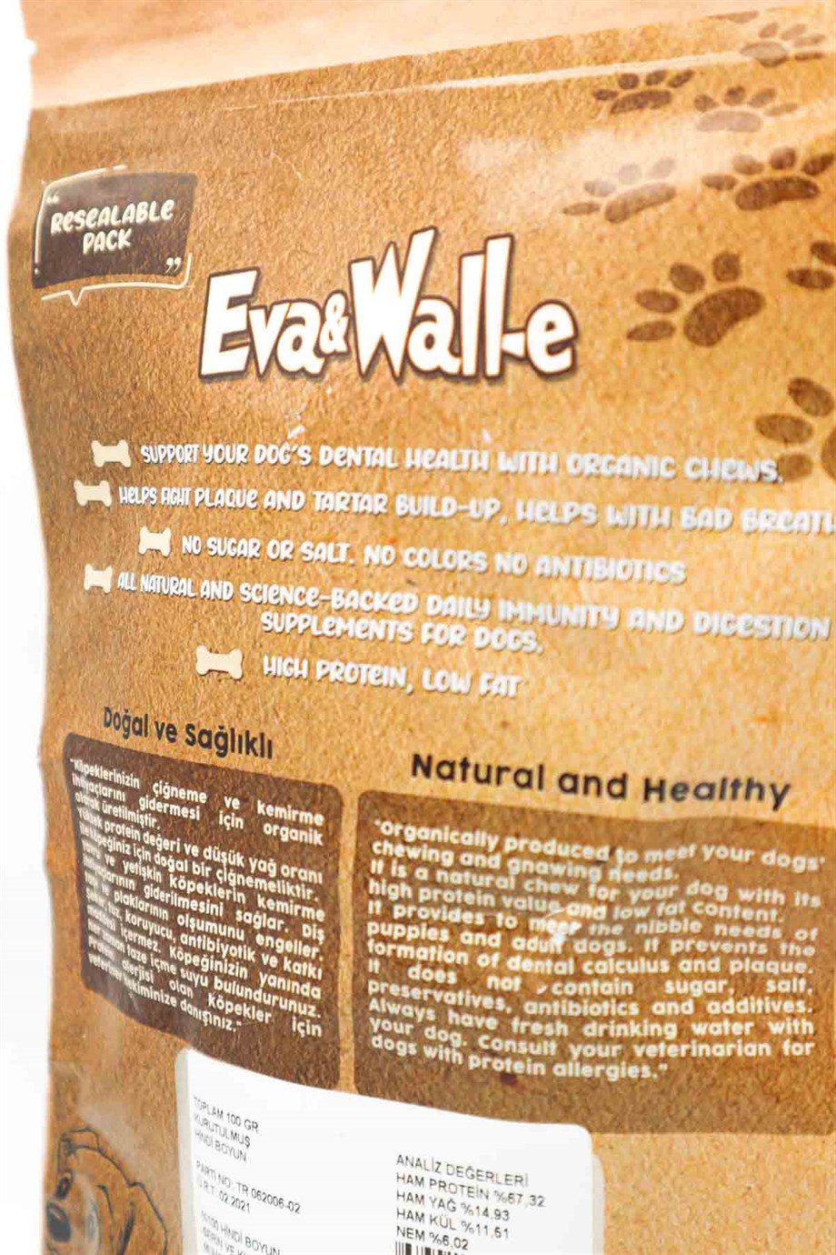 Eva and Wall-e Kurutulmuş Hindi Boyun Köpek Çiğnemeliği %100 Doğal Ve Organik Köpek Ödülü Özel Seri
