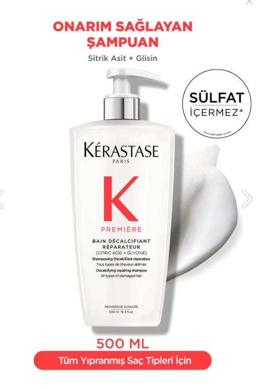 Kerastase Premiere Bain Decalcifiant Reparateur Yıpranmış Saçlar için Onarım Sağlayan Şampuan 500ml