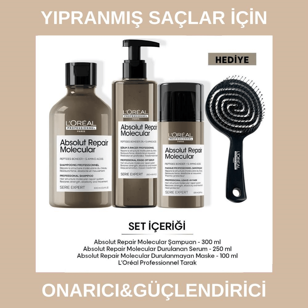 L'Oreal Professionnel Serie Expert Absolut Repair Molecular Onarıcı ve Güçlendirici Molekül Bakım Seti