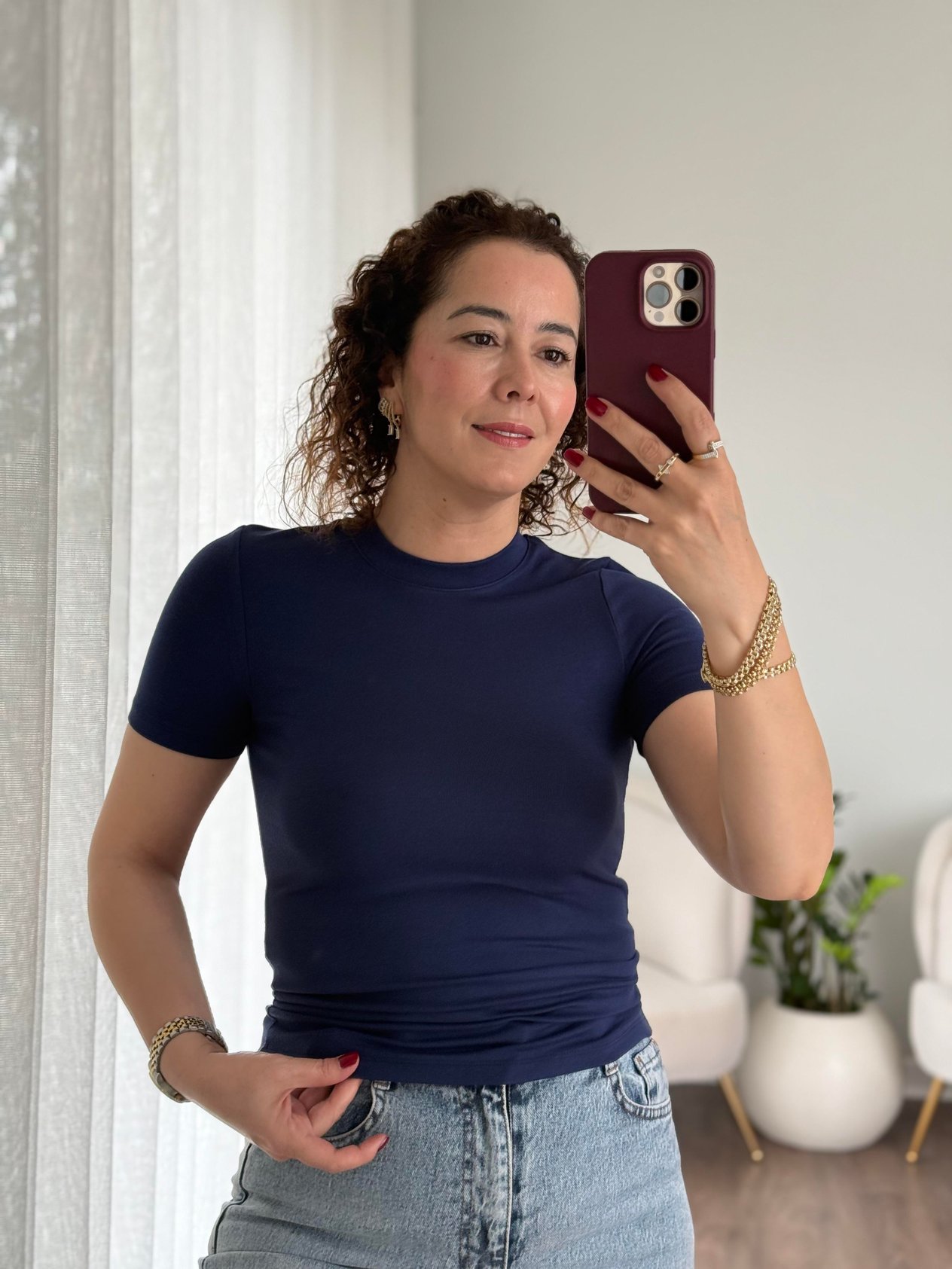 Bisiklet Yaka Modal Basic Bluz Lacivert