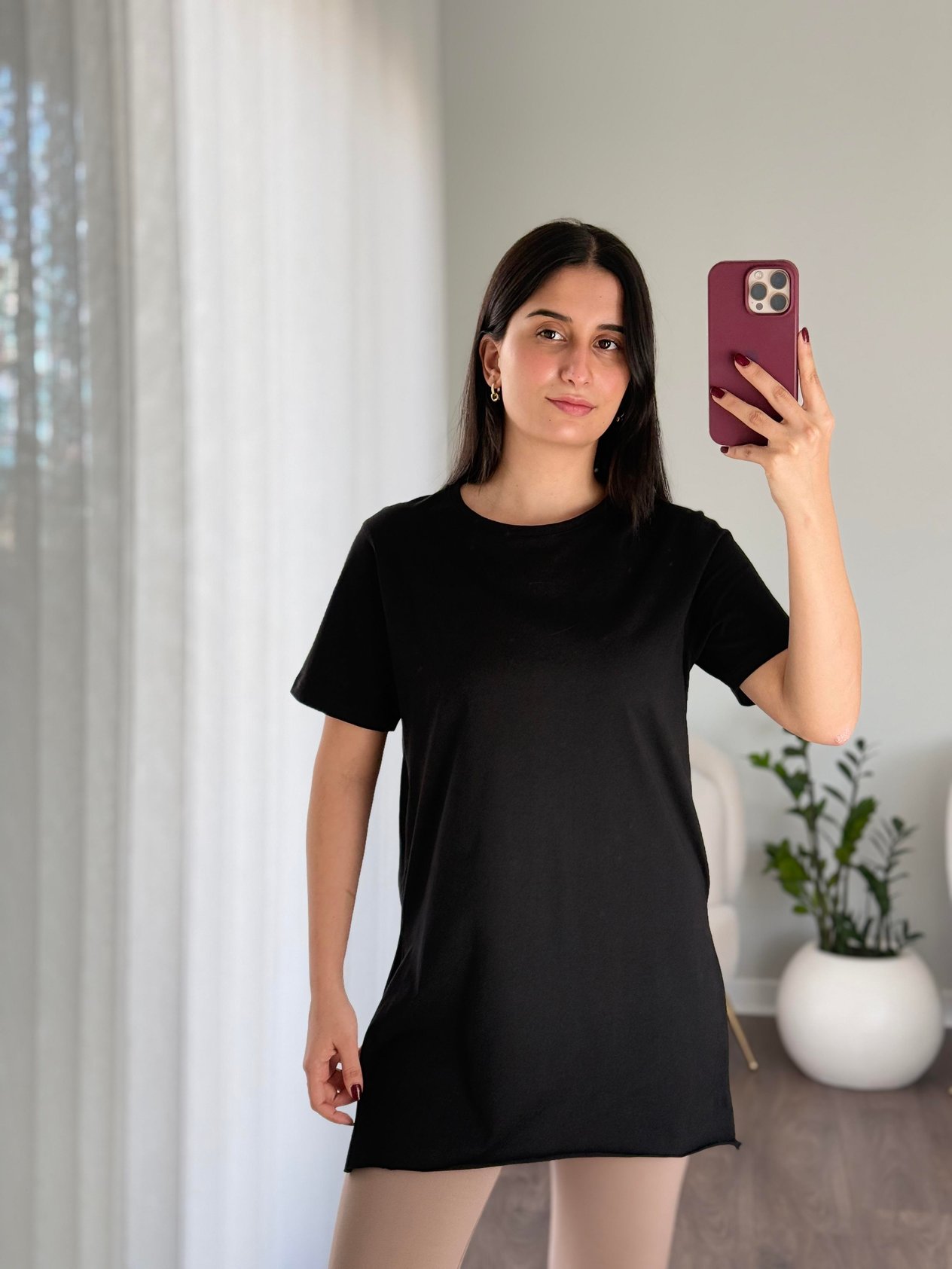 Karol Bisiklet Yaka Yanı Yırtmaçlı T-shirt Siyah