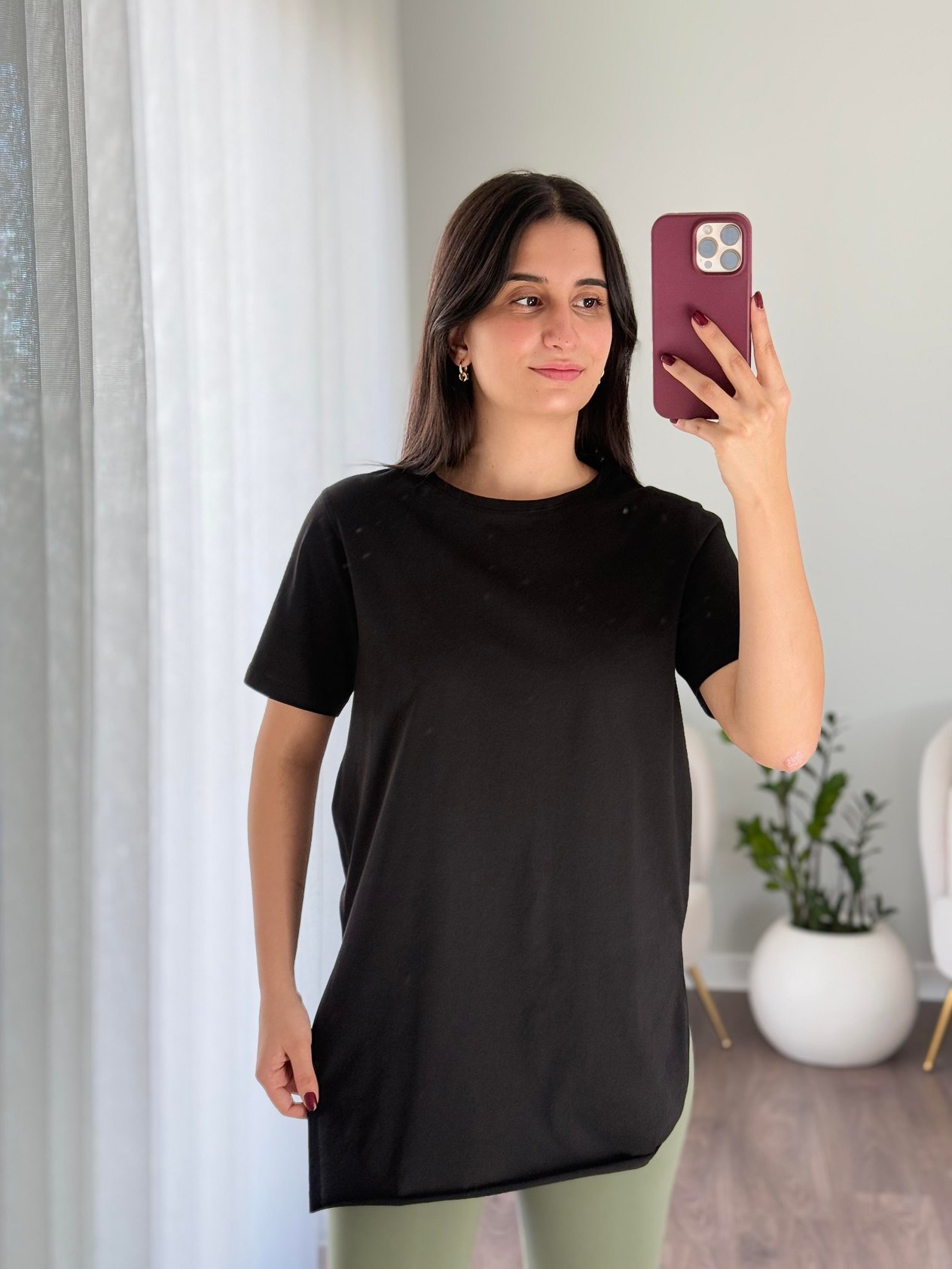 Karol Bisiklet Yaka Yanı Yırtmaçlı T-shirt Siyah