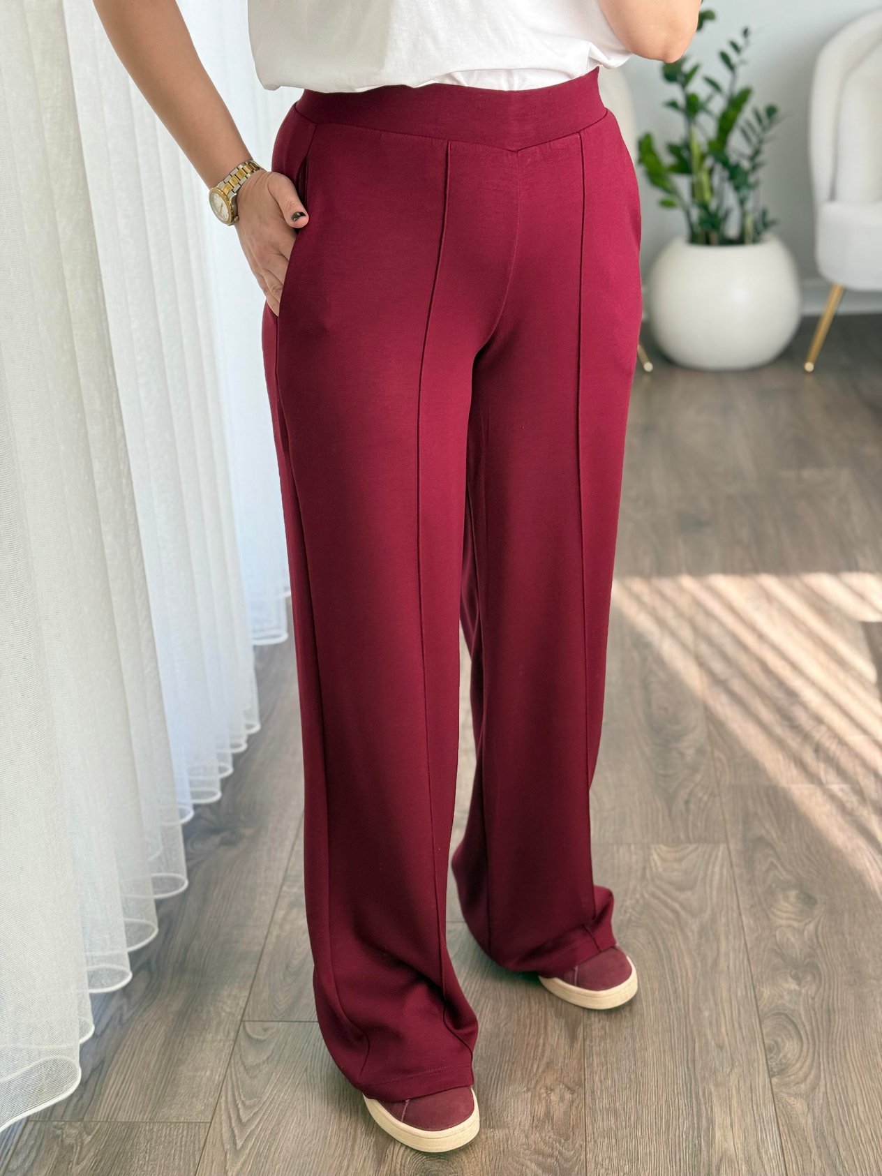 Modal Kumaş Çimalı Marka Eşofman Altı Bordo