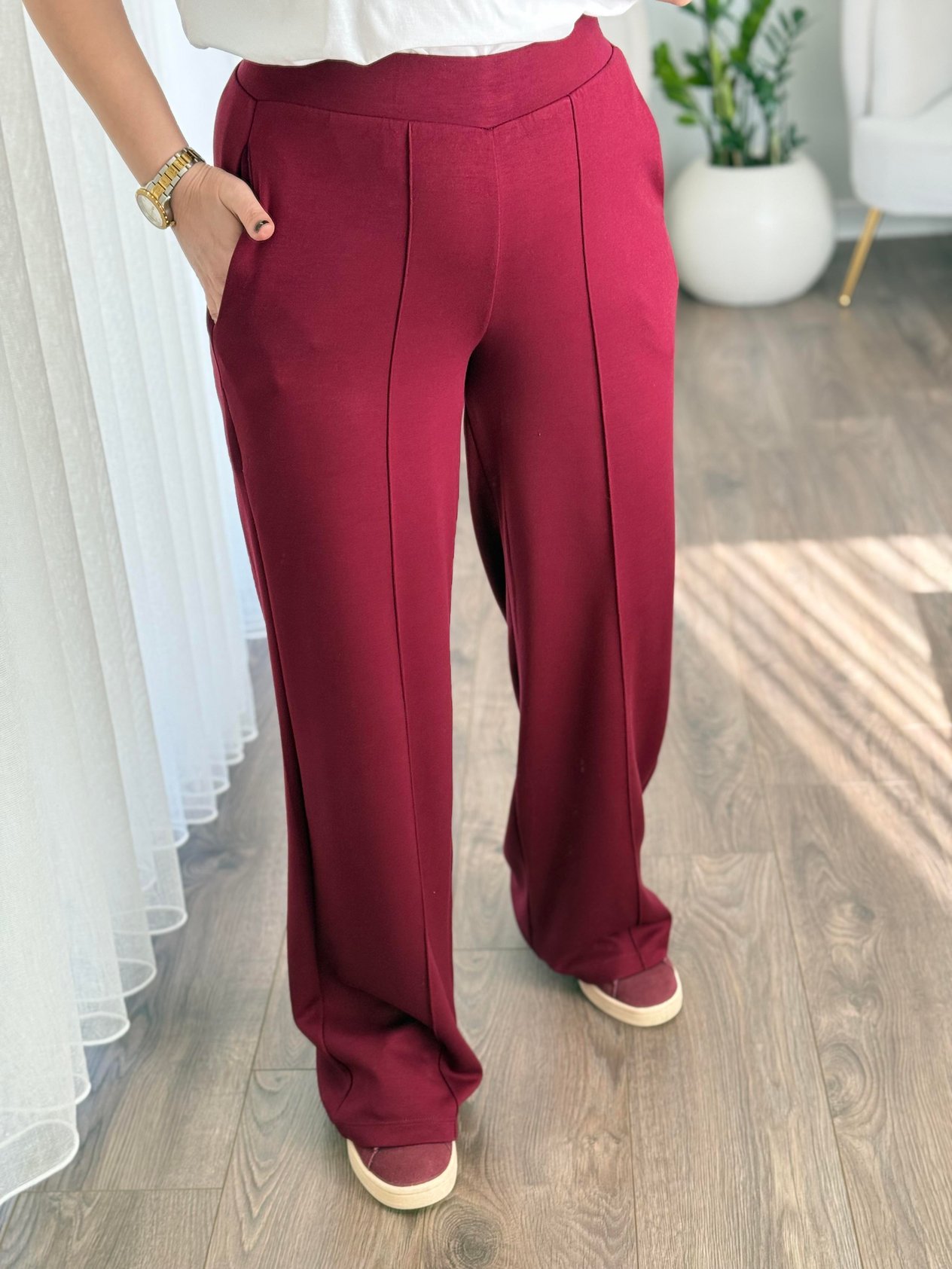 Modal Kumaş Çimalı Marka Eşofman Altı Bordo