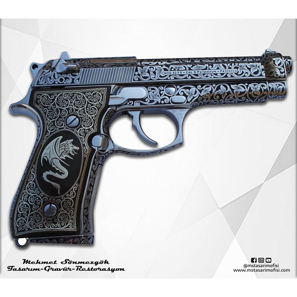Beretta 92FS Gravür // Full Desen Özel Tasarım Gravür,Özel Kabzeli Modeli