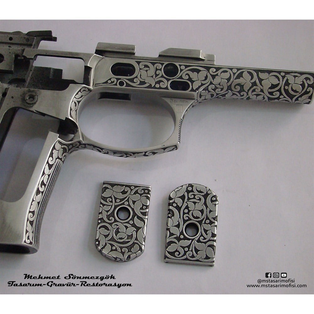 Beretta 92FS Gravür // Full Desen Özel Tasarım Gravür,Özel Kabzeli Modeli