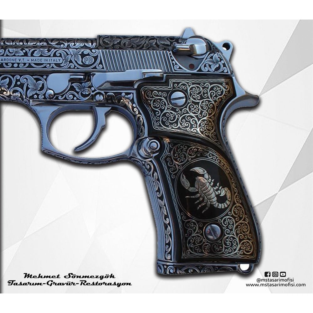 Beretta 92FS Gravür // Full Desen Özel Tasarım Gravür,Özel Kabzeli Modeli
