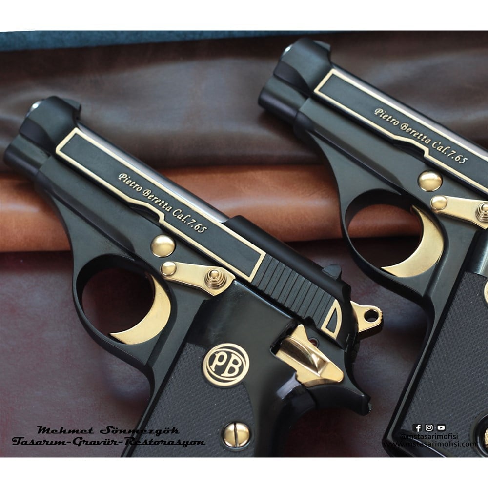 Beretta MOD 70 Modifiye // Kabartma Dekoratif Yazıı,Siyah Pleksi Kabze