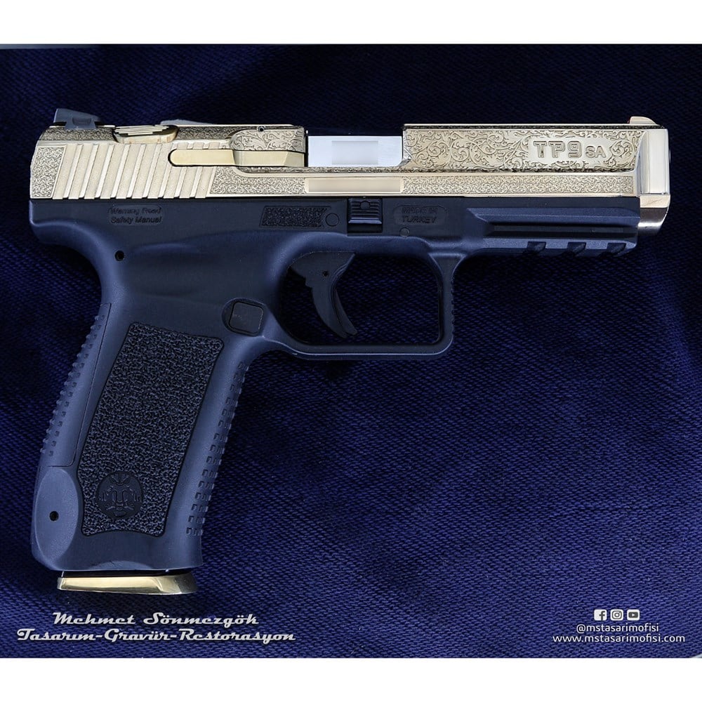 Canik TP9 Gravür // English Scrooll,Sarı Titanyum