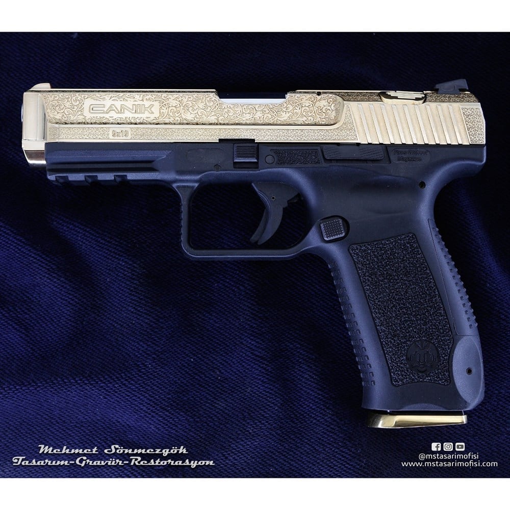 Canik TP9 Gravür // English Scrooll,Sarı Titanyum