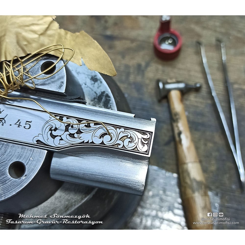 Colt 1911 Gravür // Özel Tasarım,Altın Kakmalı Modelimiz,Titanym Kaplamalı