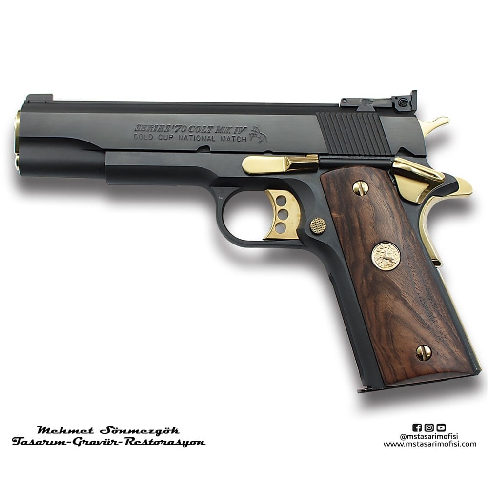 Colt 1911 Kaplama // Siyah Meneviş,Parçalar Sarı