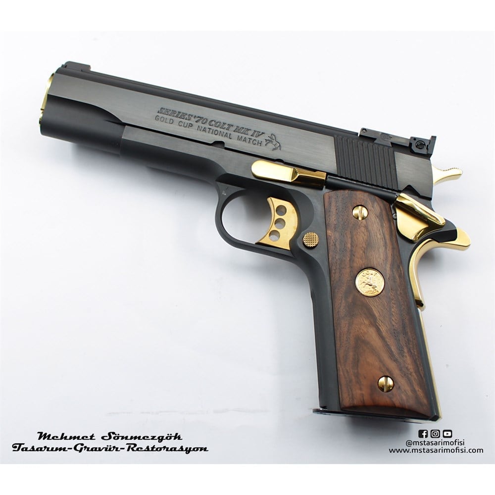 Colt 1911 Kaplama // Siyah Meneviş,Parçalar Sarı