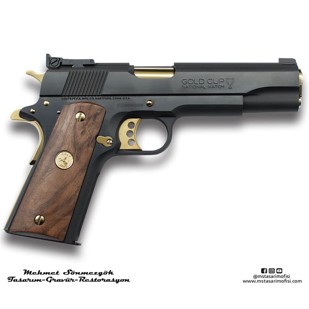 Colt 1911 Kaplama // Siyah Meneviş,Parçalar Sarı