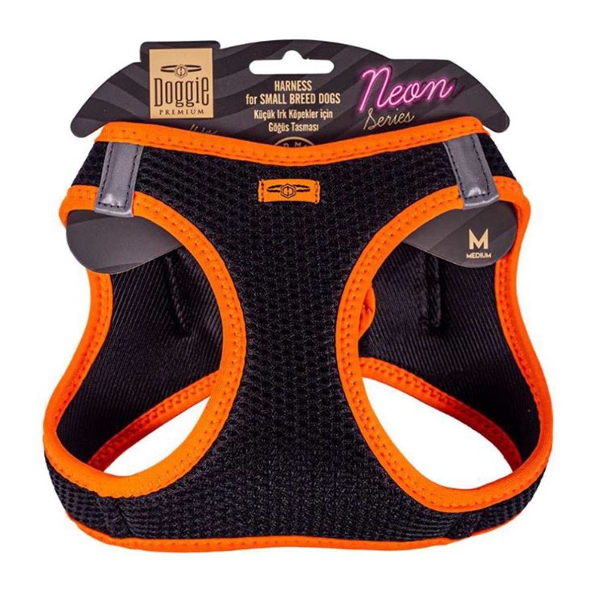 DOGGİE HAVALI DOKUMA NEON SERİSİ KÜÇÜK IRK GÖĞÜS TASMASI TURUNCU M-38-44CM8680782197383