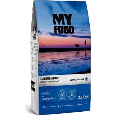 MY FOOD KUZULU VE PİRİNÇLİ YETİŞKİN ORTA-BÜYÜK IRK KÖPEK MAMASI DERMA SUPPORT 2,5 KG