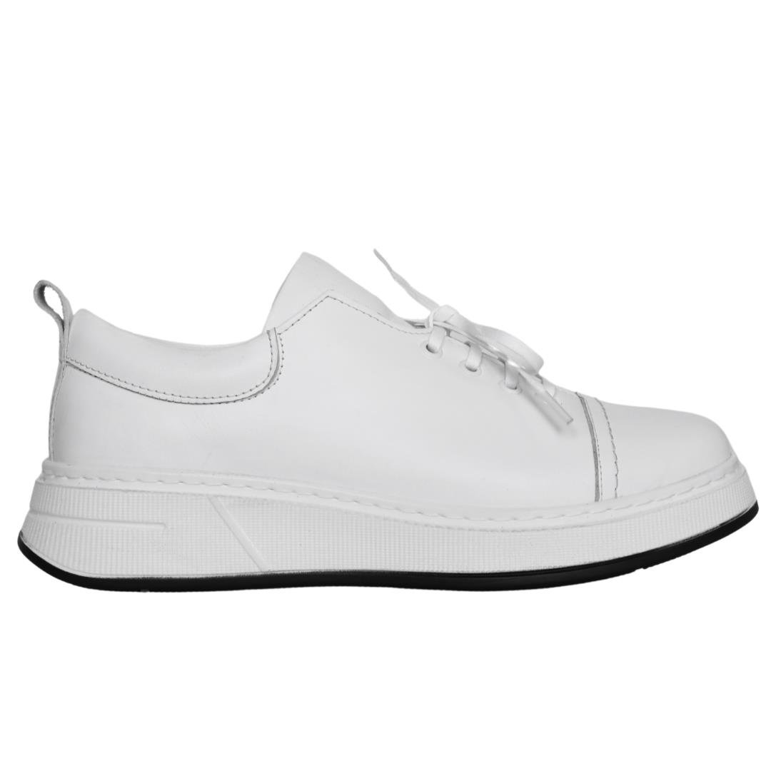 Beyaz Kadın Bağcıklı Sneaker