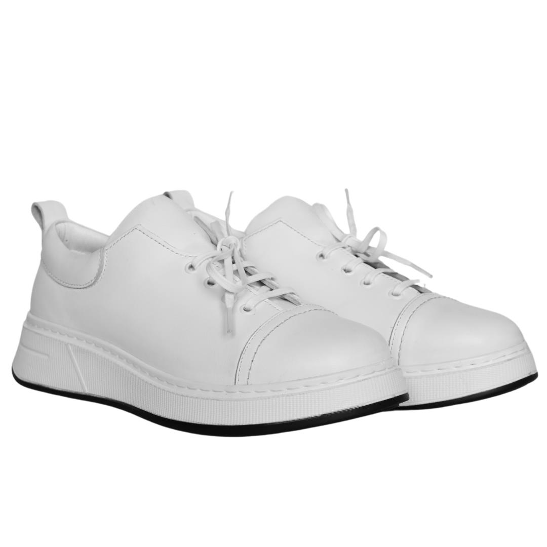Beyaz Kadın Bağcıklı Sneaker
