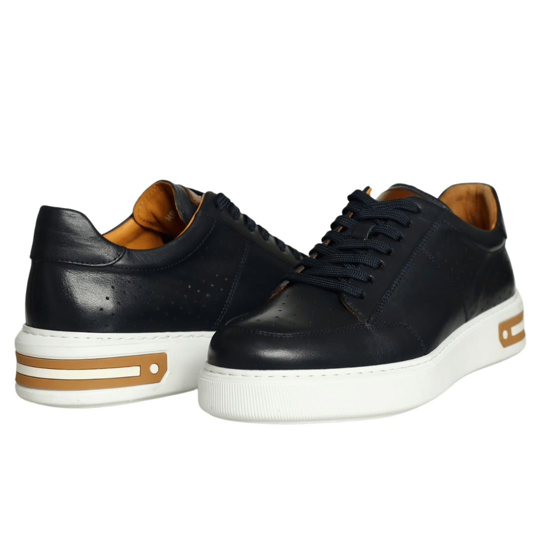 Lacivert Deri Erkek Sneaker