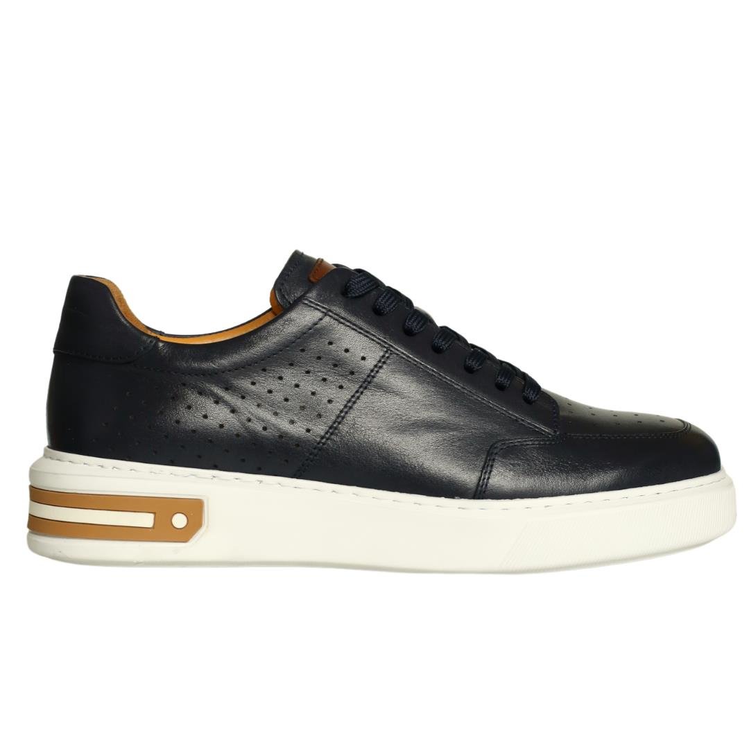 Lacivert Deri Erkek Sneaker