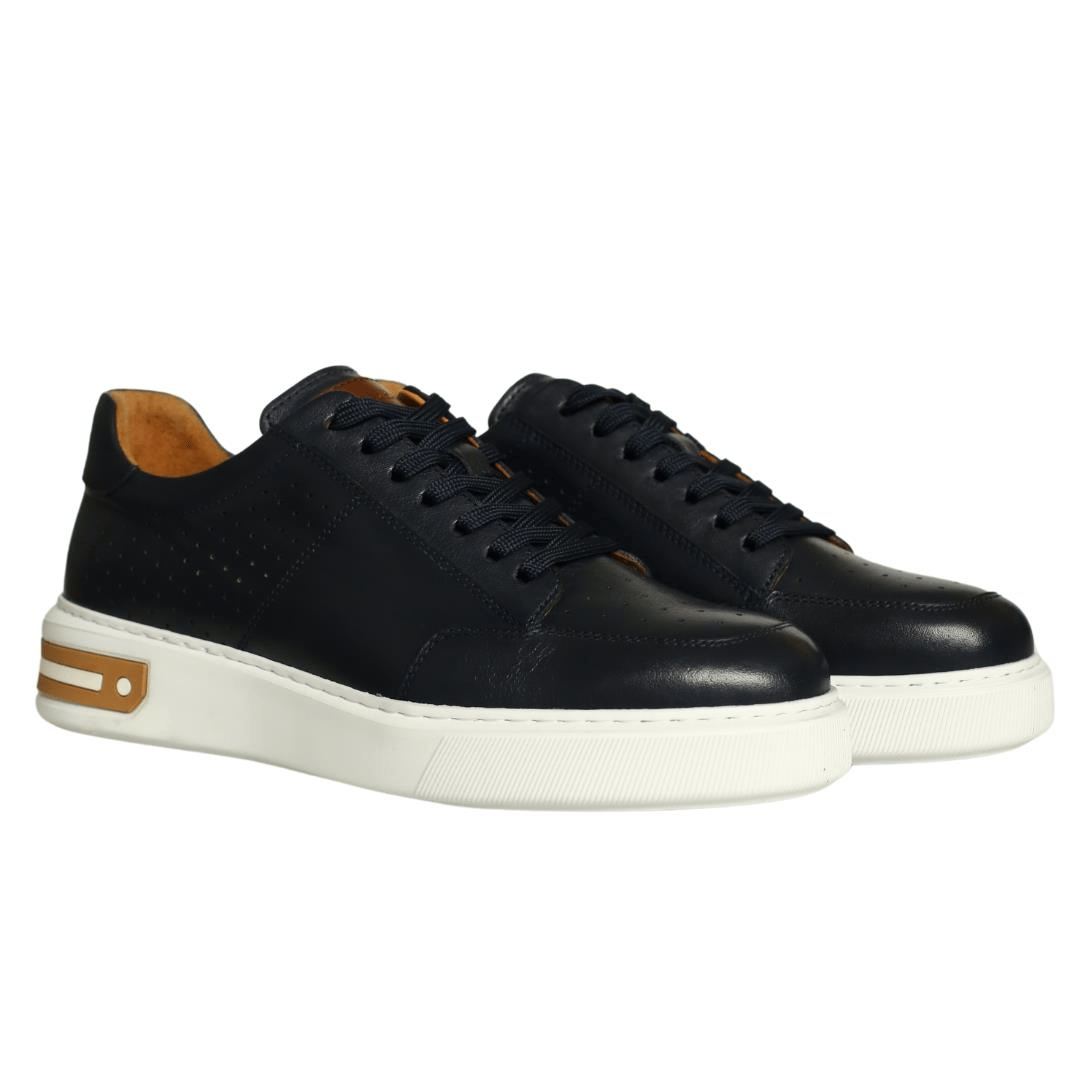 Lacivert Deri Erkek Sneaker
