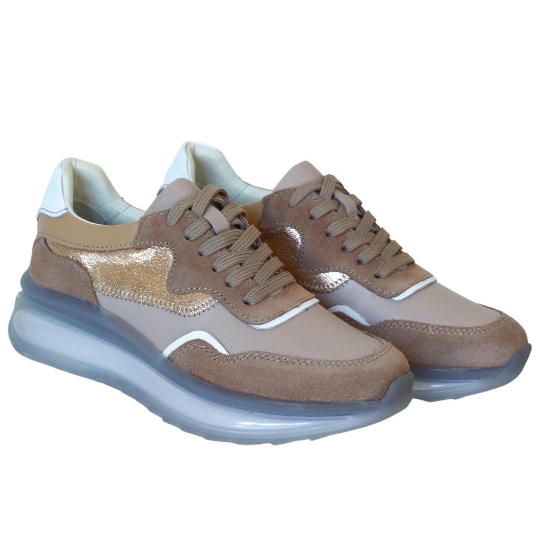 Nude Deri Kadın Sneaker