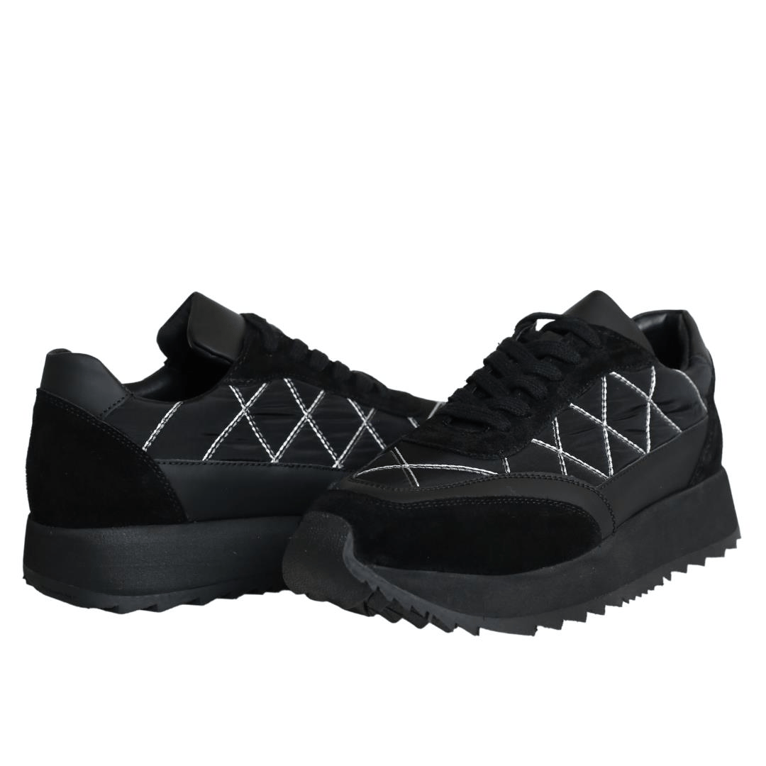 Siyah Kadın Bağcık Detaylı Sneaker