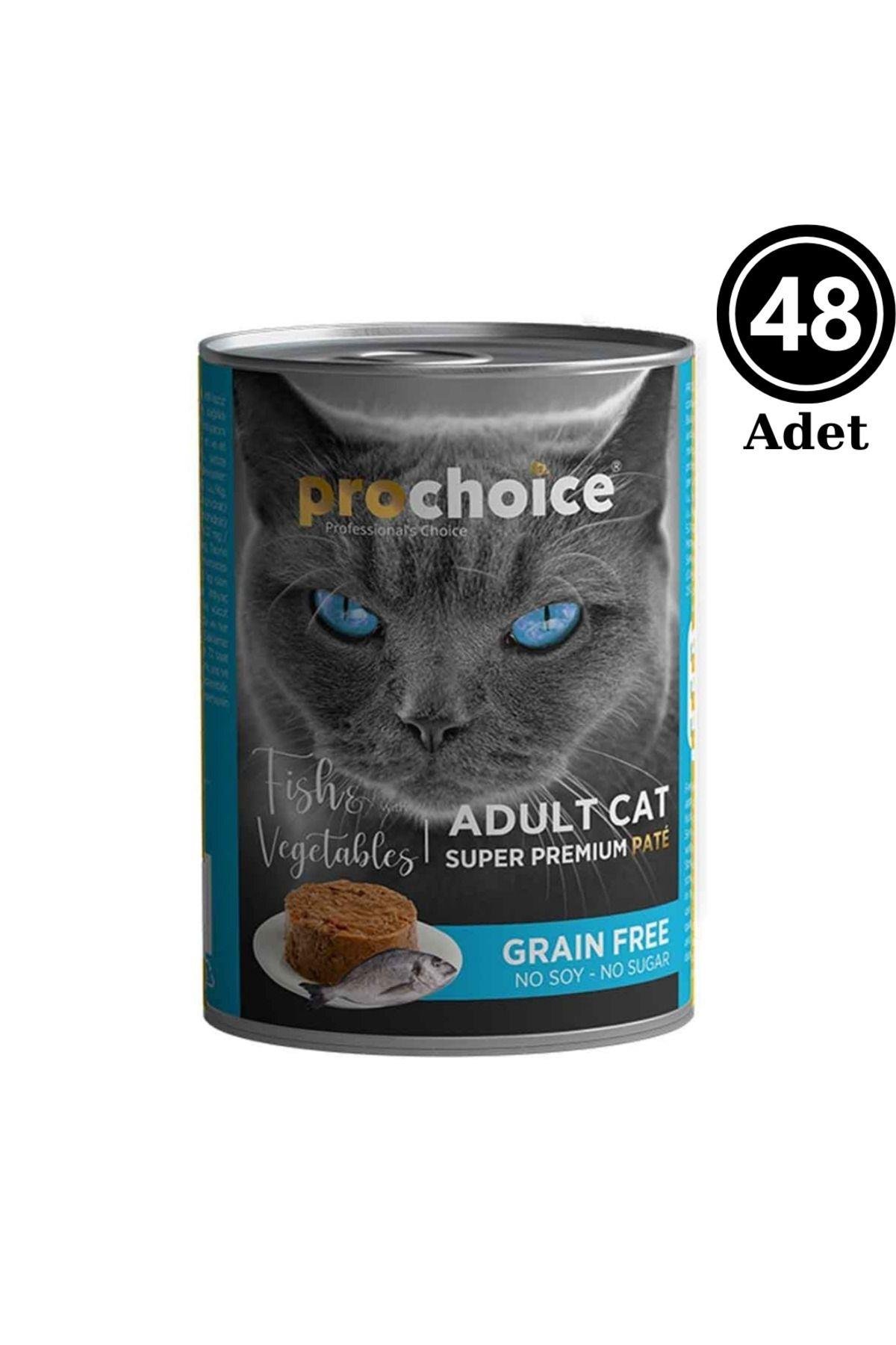 Balık Etli Sebzeli Şekersiz Tahılsız Ezme Yetişkin Kedi Konservesi 400gr - 48 Adet
