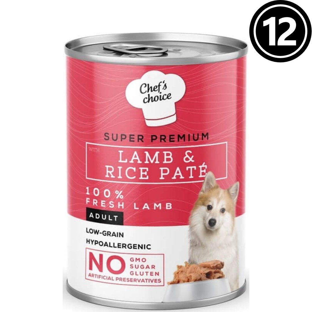 Chef's Choice Kıyılmış Kuzulu ve Pirinçli Yetişkin Köpek Konservesi 400gr - 12 Adet