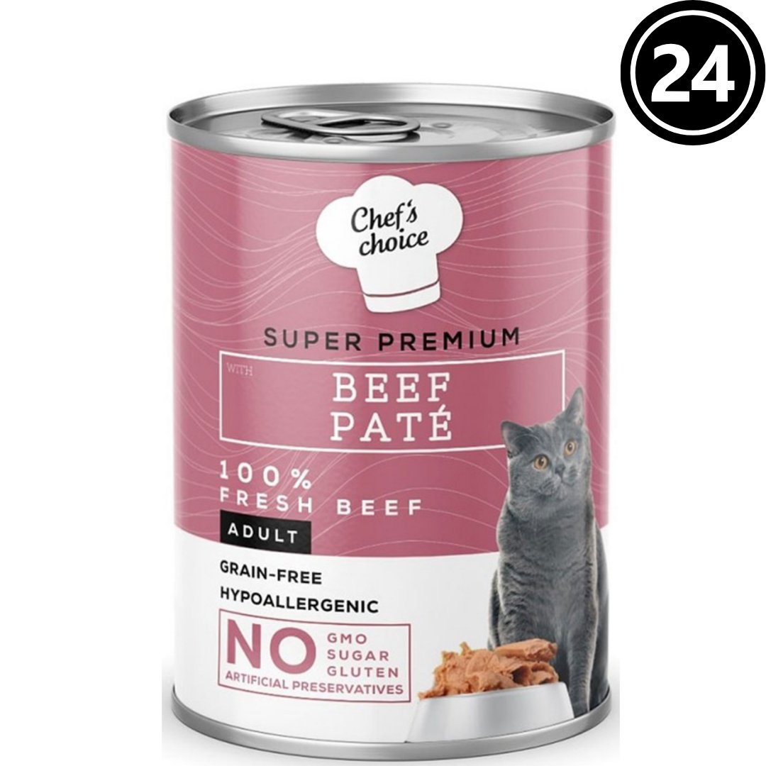 Chef's Choice Sığır Etli Ezme Kedi Konseve Maması 400gr - 24 Adet