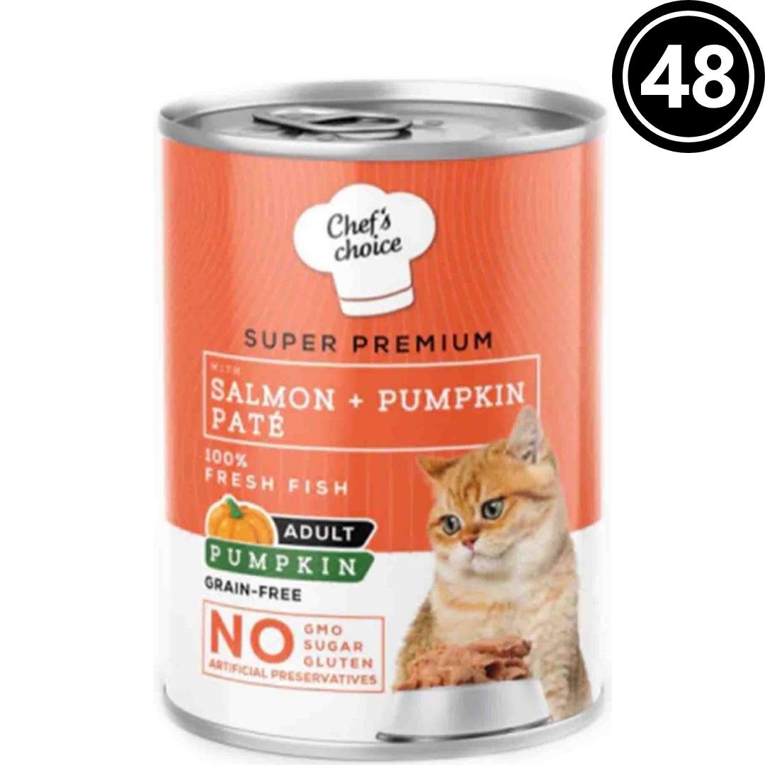 Chef's Choice Somonlu ve Bal Kabaklı Tahılsız Ezme Yetişkin Kedi Konservesi 400gr - 48 Adet