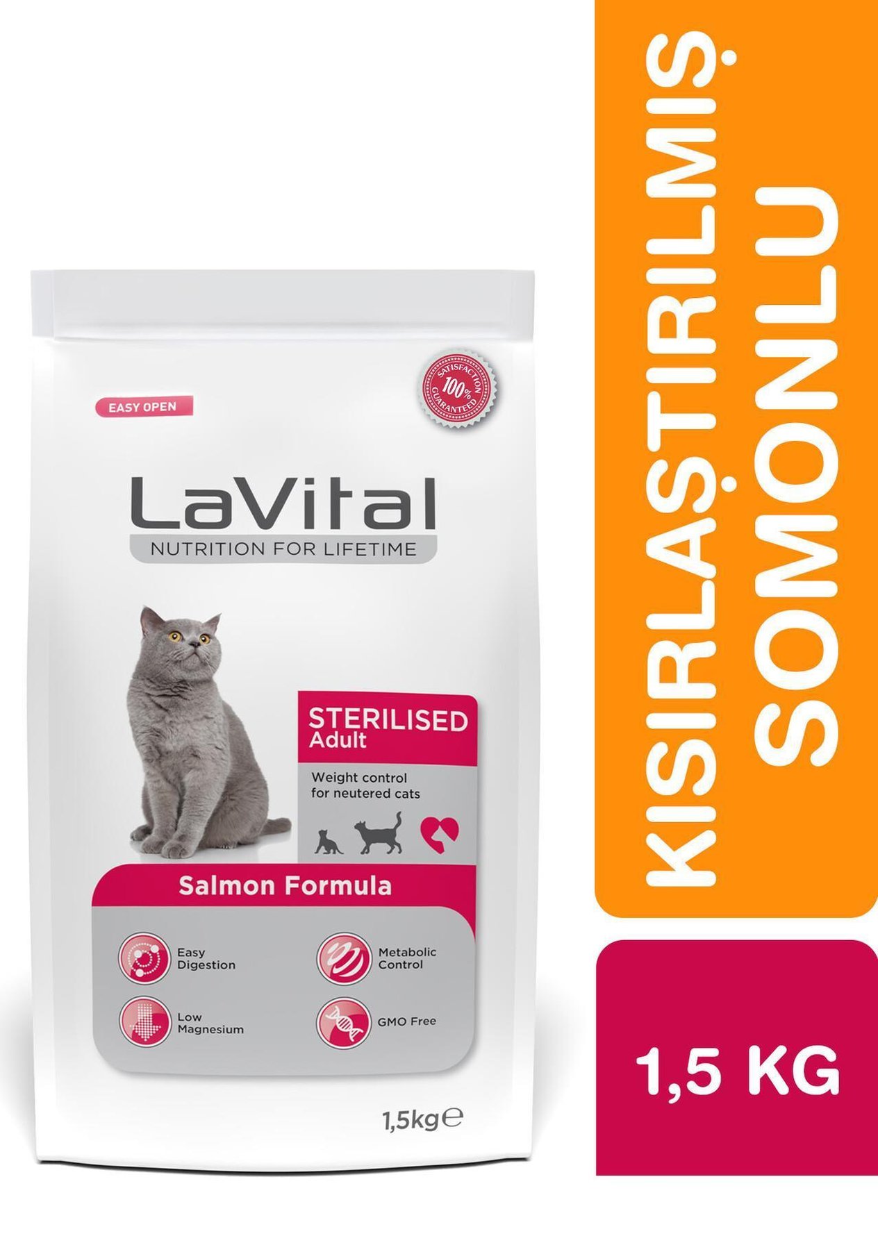 LaVital Kilo Kontrolü için Somonlu Kısırlaştırılmış Kedi Maması 1.5kg - 6 Adet
