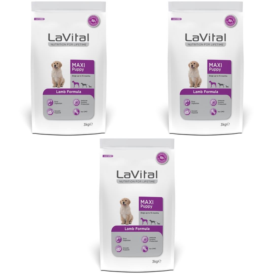 LaVital Maxi Puppy Kuzulu Köpek Maması 3kg - 3 Adet