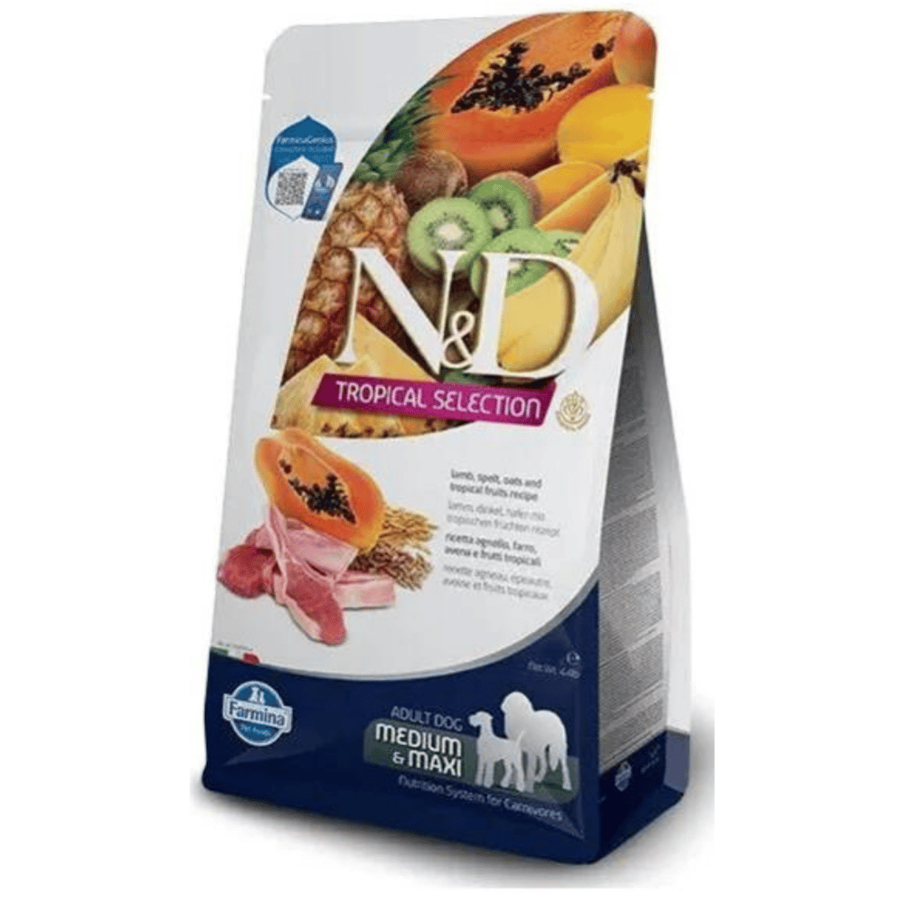 N&D Tropical Selection Kuzu Etli ve Tropikal Meyveli Orta ve Büyük Irk Yetişkin Köpek Maması 10kg