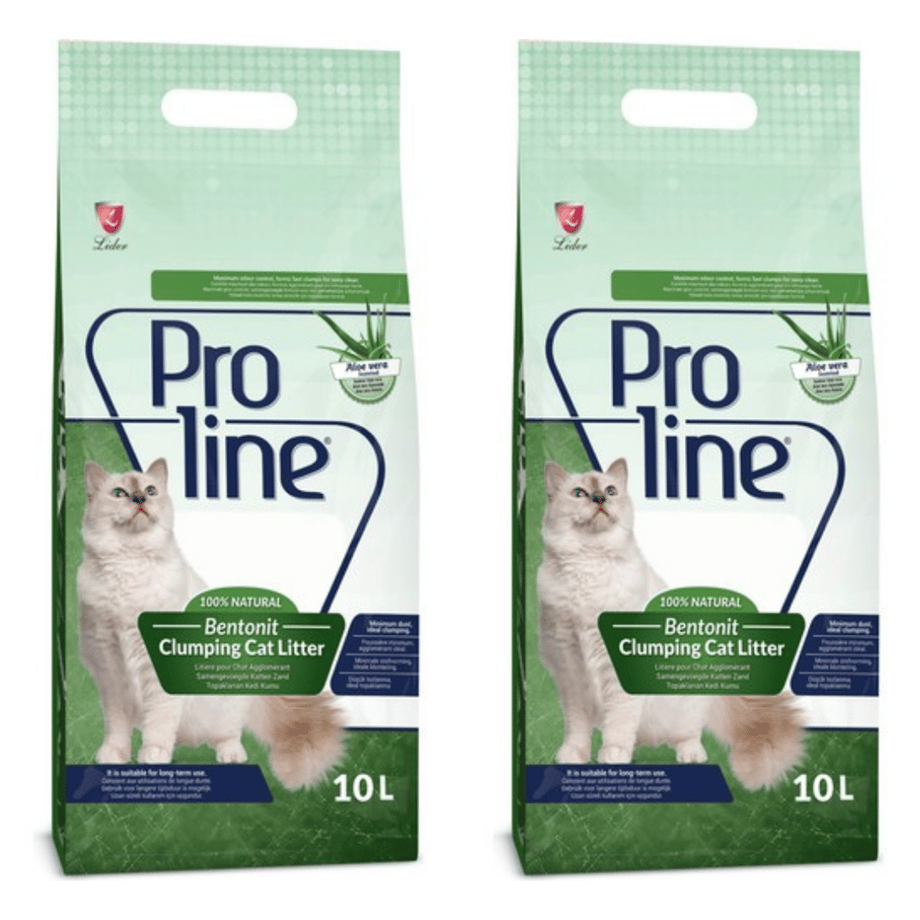 Proline Süper Topaklanan İnce Taneli Aloe Vera Kokulu Bentonit Kedi Kumu 10lt x2