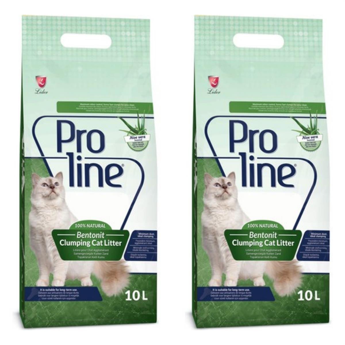 Proline Süper Topaklanan İnce Taneli Aloe Vera Kokulu Bentonit Kedi Kumu 10lt x2
