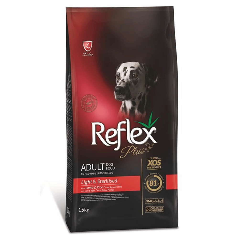 Reflex Plus Light Tüm Irklar için Kuzu Etli ve Pirinçli Kısırlaştırılmış Köpek Maması 15 kg