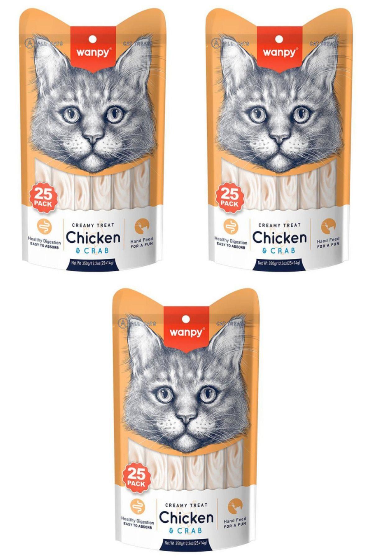 Tavuklu ve Yengeçli Sindirim Sistemi Destekleyici Krema Kedi Ödül Maması 14gr (25'li) - 3 Paket