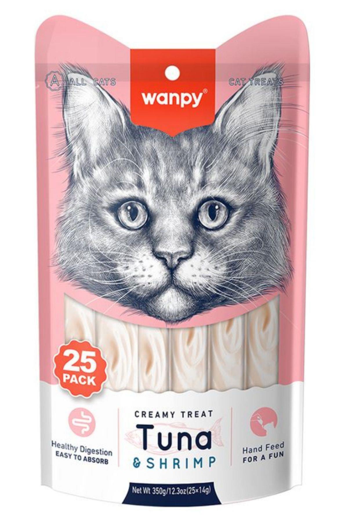 Ton Balığı ve Karidesli Sindirim Sistemi Destekleyici Krema Kedi Ödül Maması 14gr (25'li) - 2 Paket