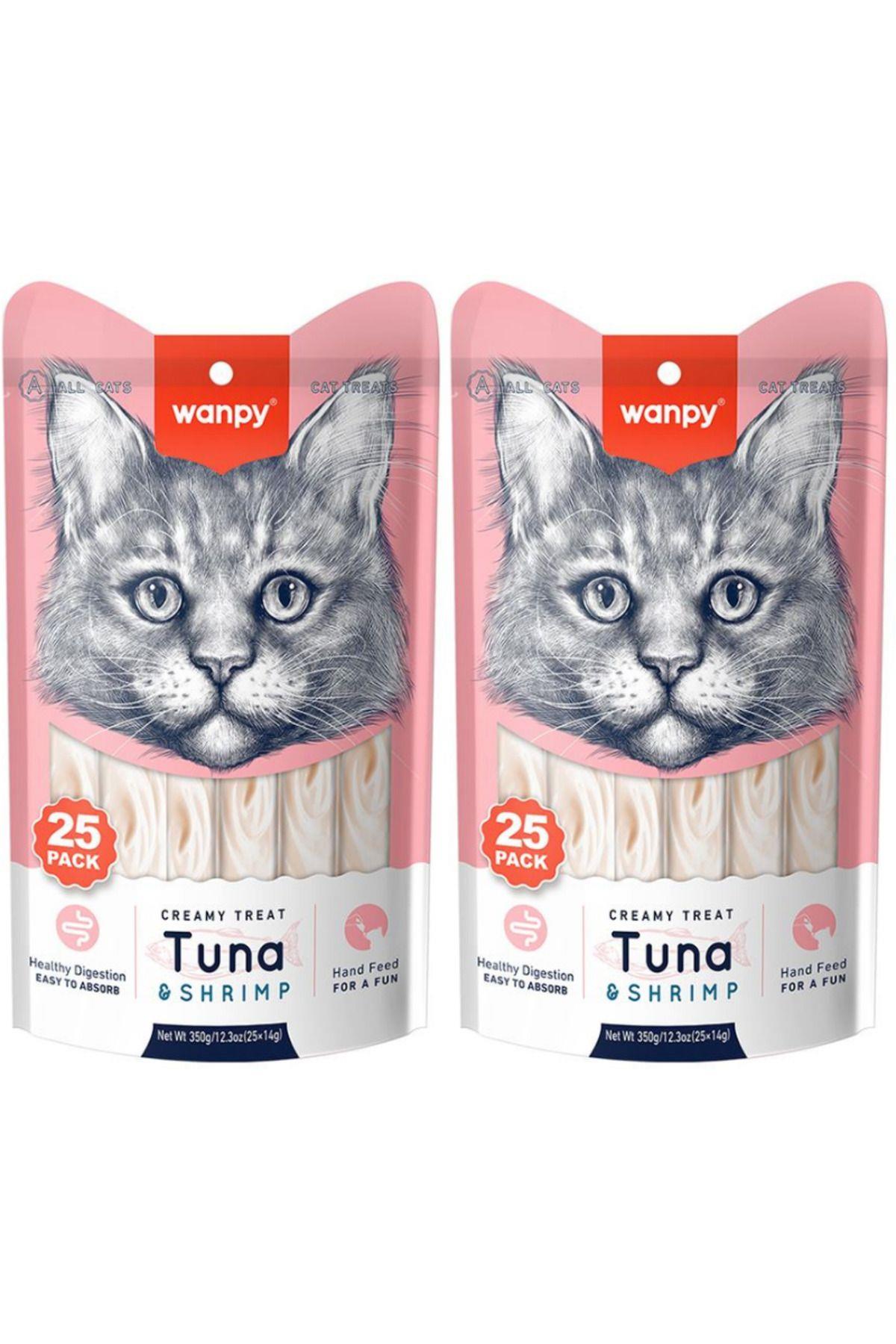 Ton Balığı ve Karidesli Sindirim Sistemi Destekleyici Krema Kedi Ödül Maması 14gr (25'li) - 2 Paket