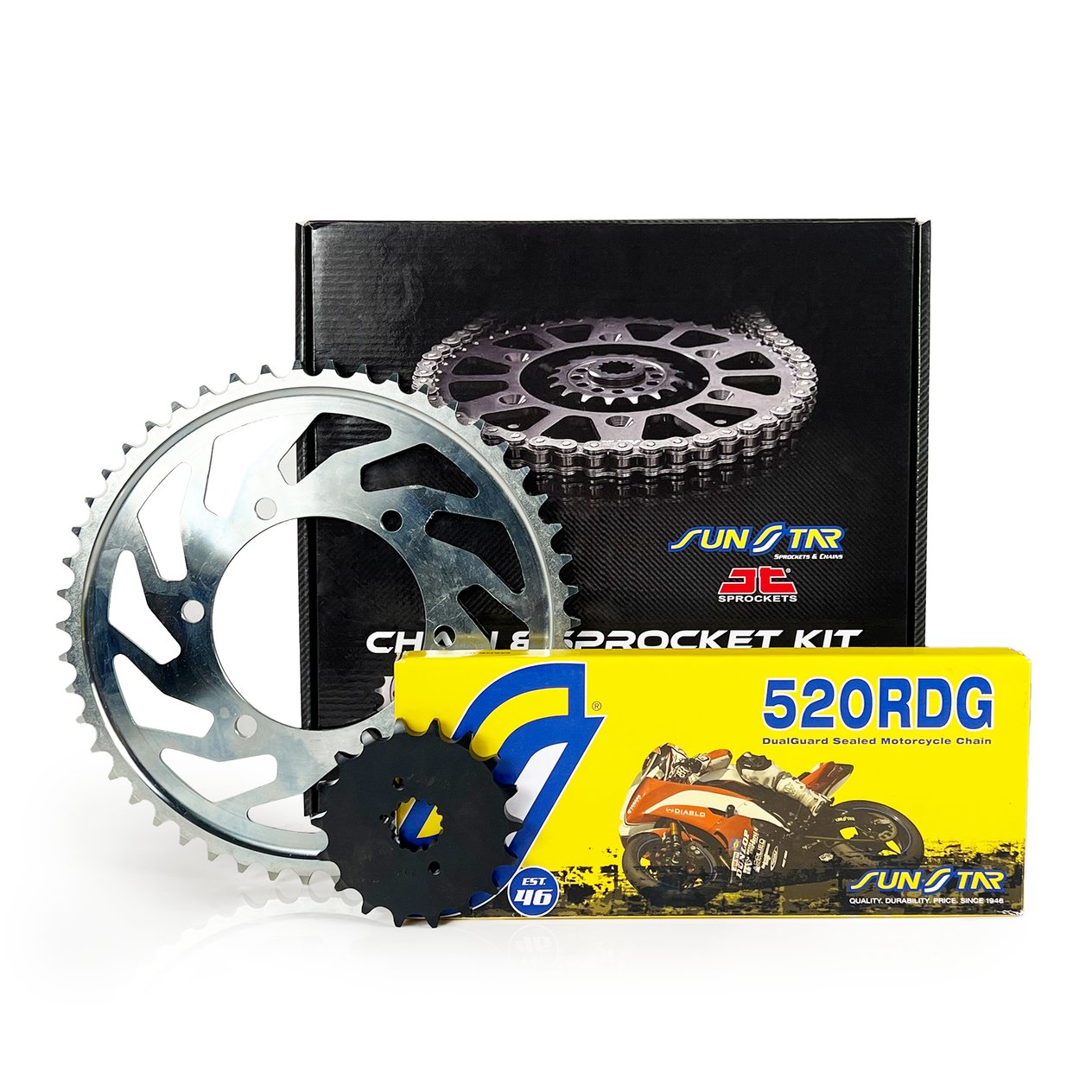 ZİNCİR DİŞLİ SETİ BAJAJ DOMINAR (250 cc) (2020-2023) / ZİNCİR : SS520RDG (Çelik)-120 / DİŞLİ :  SUNSTAR (15T-45T)